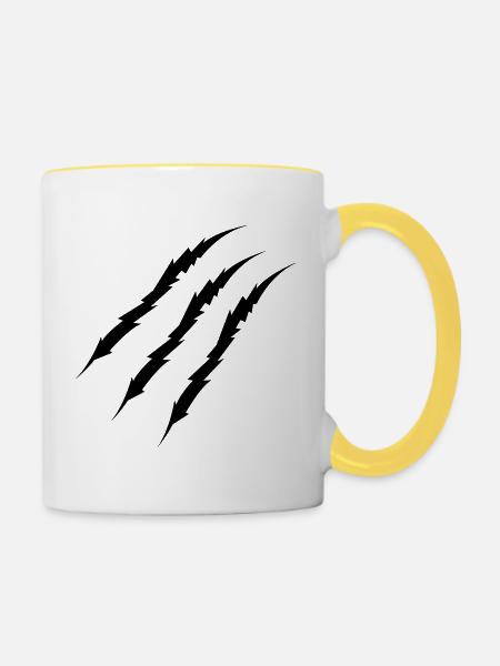 krallen - Tasse zweifarbig - Weiß/Gelb