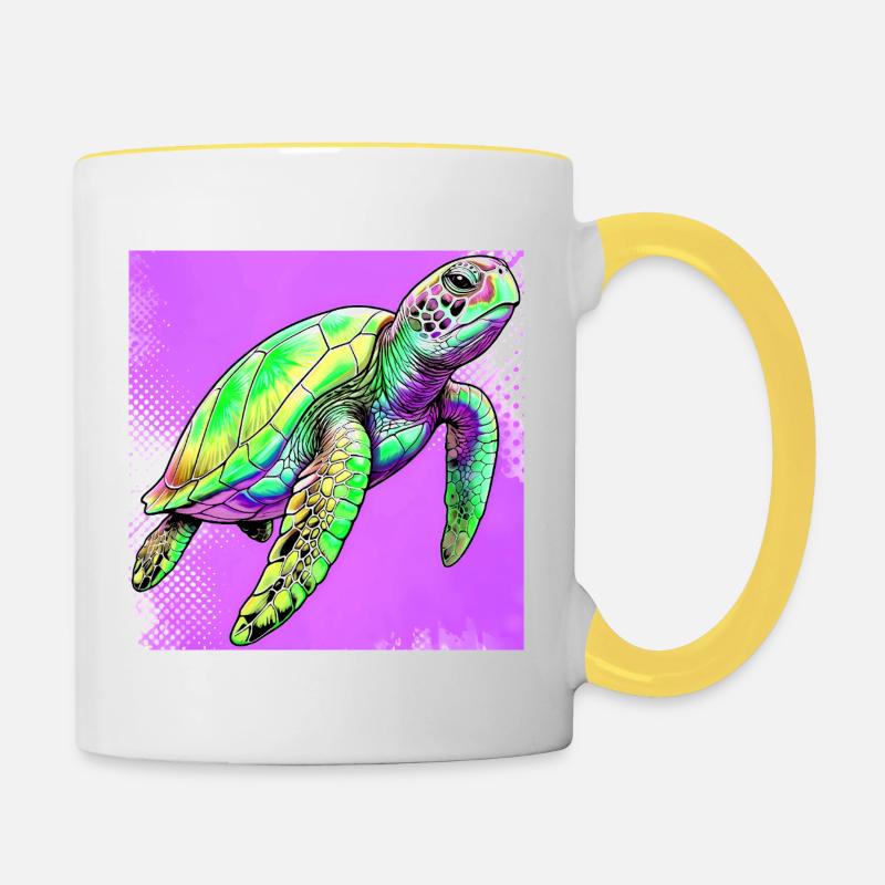 Schildkröte - Tasse zweifarbig - Weiß/Gelb