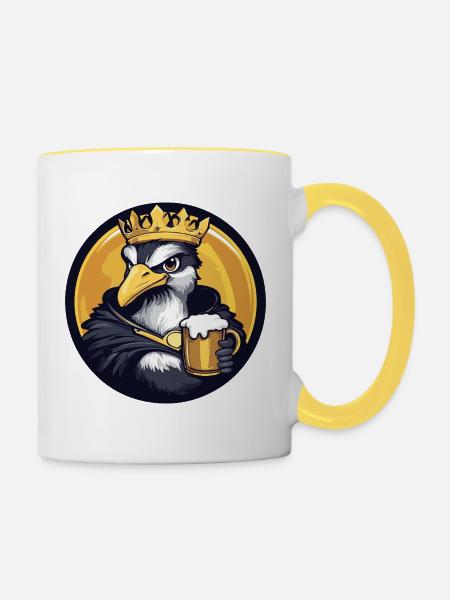 Strauß Bier Lustig - Tasse zweifarbig - Weiß/Gelb