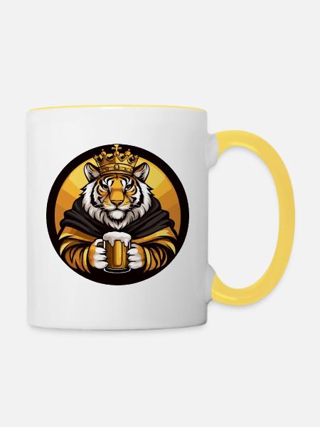 Tiger Bier Lustig - Tasse zweifarbig - Weiß/Gelb