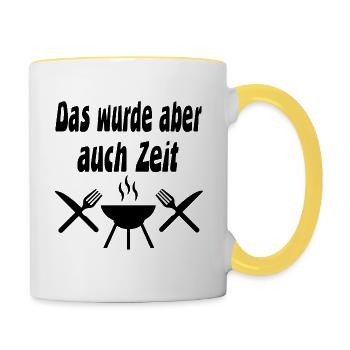 Grillen - Tasse zweifarbig - Weiß/Gelb - Rechts