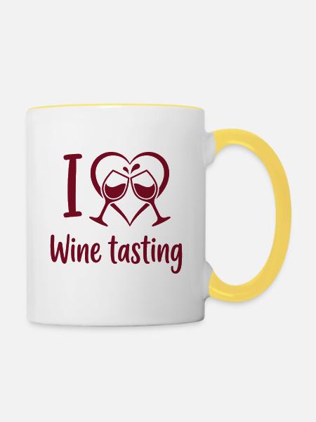 Weinprobe Herz Weingläser - Tasse zweifarbig - Weiß/Gelb