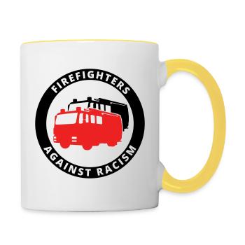 Firefighters Against Racism Symbol - Tasse zweifarbig - Weiß/Gelb - Rechts