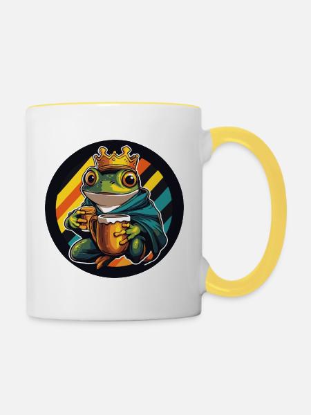 Frosch Bier Lustig - Tasse zweifarbig - Weiß/Gelb
