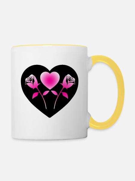 Rosen - Tasse zweifarbig - Weiß/Gelb