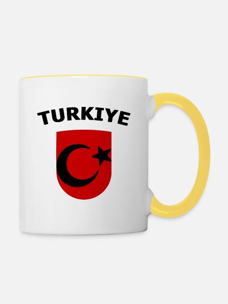 Rotes Türkei Schildemblem Halbmondstern - Tasse zweifarbig - Weiß/Gelb