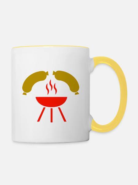 Grillen - Tasse zweifarbig - Weiß/Gelb