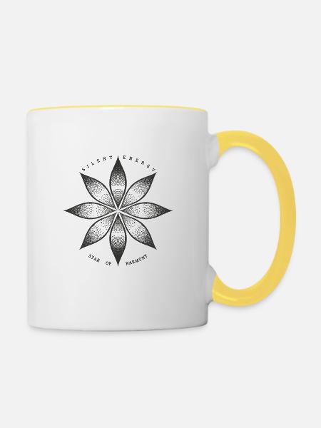 Stern der Harmonie - Tasse zweifarbig - Weiß/Gelb