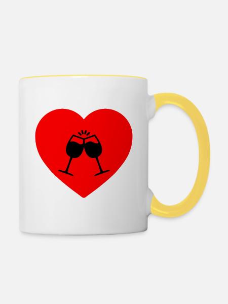 Wein - Tasse zweifarbig - Weiß/Gelb