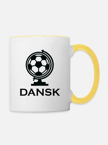 Denmark Dansk Fussball - Tasse zweifarbig - Weiß/Gelb