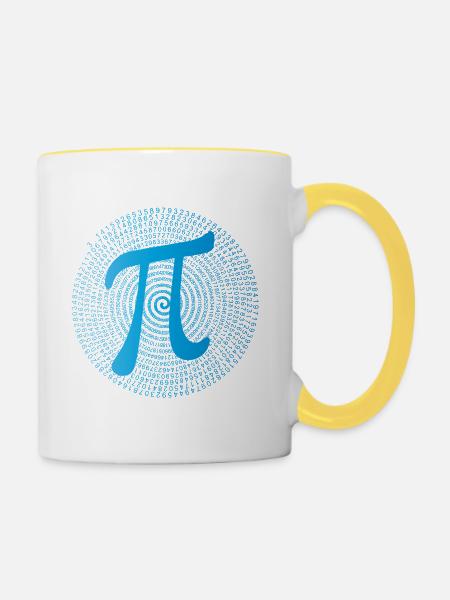 π (pi) in Data Spiral - Tasse zweifarbig - Weiß/Gelb