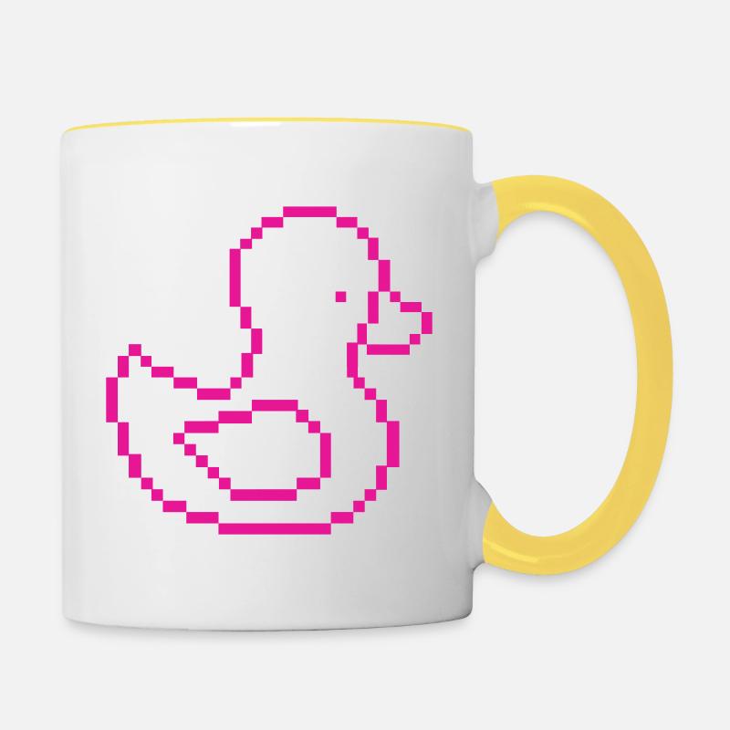 Motif Pixel Duck Rose - Mug contrasté - blanc/jaune
