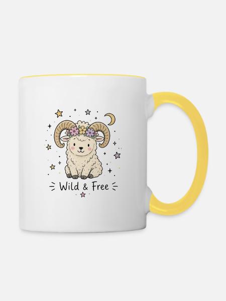 Astro-Widder – Wild & Free - Tasse zweifarbig - Weiß/Gelb