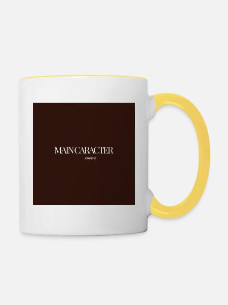"CARACTER SOMETIMES" Grafik-T-Design - Tasse zweifarbig - Weiß/Gelb