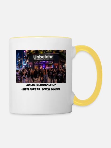 Unbelehr-Bar - Tasse zweifarbig - Weiß/Gelb