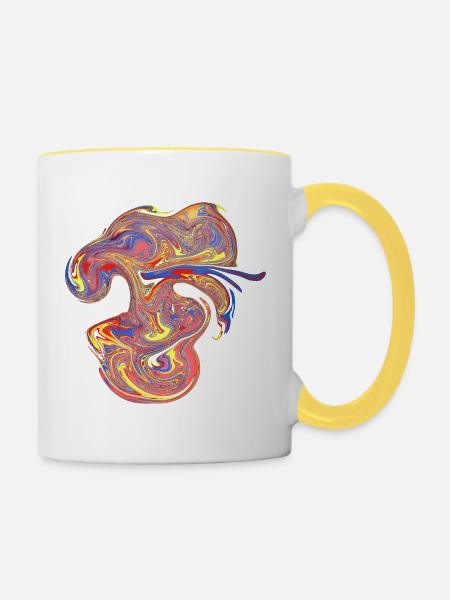 Psychedelische Marmor-Wirbel - Tasse zweifarbig - Weiß/Gelb
