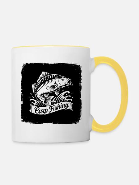 Karpfen Angeln - Tasse zweifarbig - Weiß/Gelb