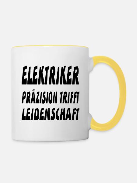Elektriker - Tasse zweifarbig - Weiß/Gelb