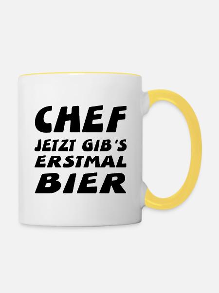 Chef - Tasse zweifarbig - Weiß/Gelb
