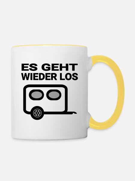 Camping - Tasse zweifarbig - Weiß/Gelb