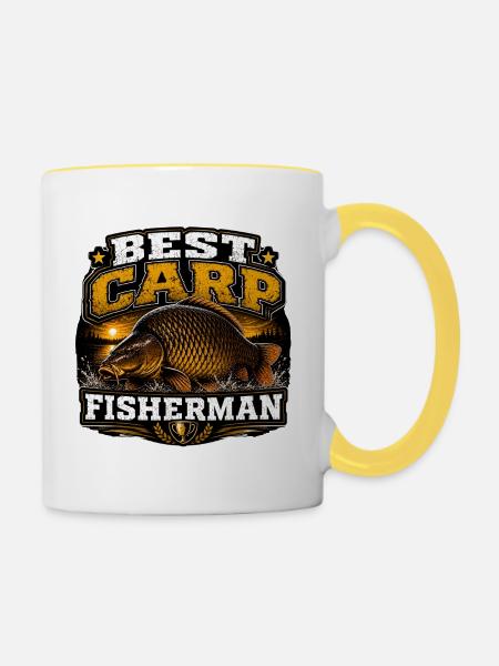 Bestes Design für Karpfenfischer - Tasse zweifarbig - Weiß/Gelb
