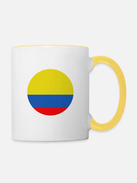 Kolumbien-Runde Flagge - Tasse zweifarbig - Weiß/Gelb