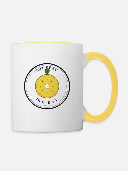 squeeze the day - Tasse zweifarbig - Weiß/Gelb
