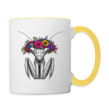 Blütenkranz Mantispin - Tasse zweifarbig - Weiß/Gelb - Rechts