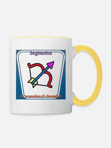Schütze - Tasse zweifarbig - Weiß/Gelb