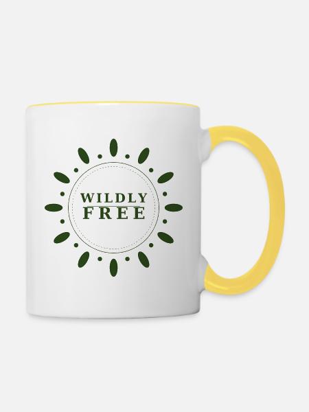 wildly free wreath - Tasse zweifarbig - Weiß/Gelb