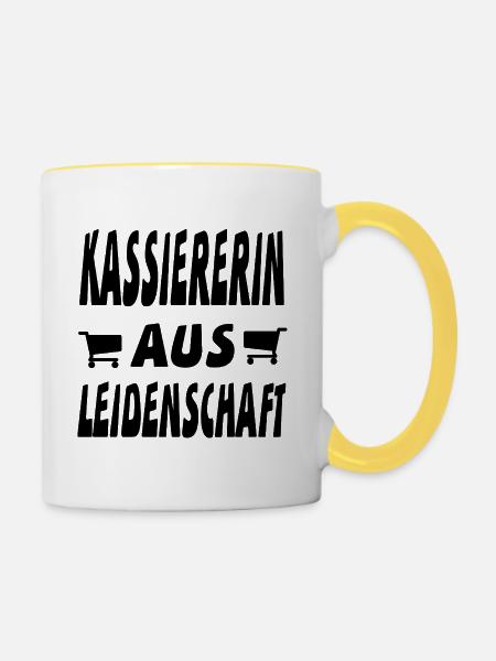 Kassiererin - Tasse zweifarbig - Weiß/Gelb
