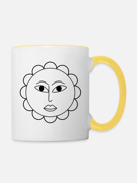 Schlichte Blume - Tasse zweifarbig - Weiß/Gelb
