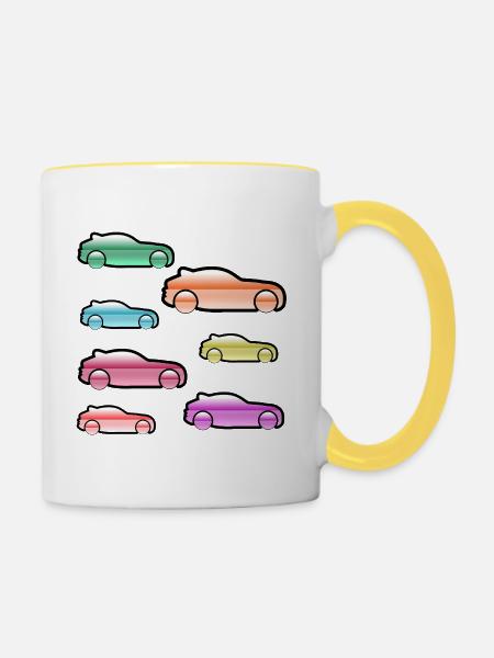 Autos - Tasse zweifarbig - Weiß/Gelb