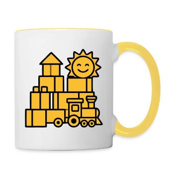 Building Blocks Railway Toys - Contrasting Mug - white/yellow - Right
