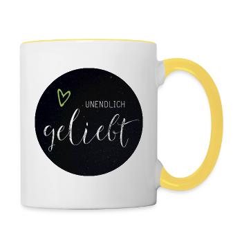 Unendlich Geliebt - Tasse zweifarbig - Weiß/Gelb - Rechts