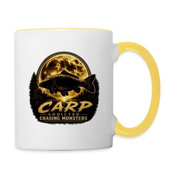 Design de pêche de monstres pourchasseurs accros à la carpe - Mug contrasté - blanc/jaune - Droite