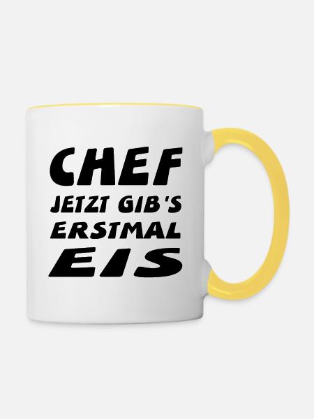 Chef - Tasse zweifarbig - Weiß/Gelb