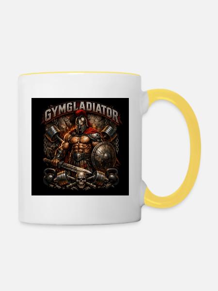 Gym Gladiator - Tasse zweifarbig - Weiß/Gelb