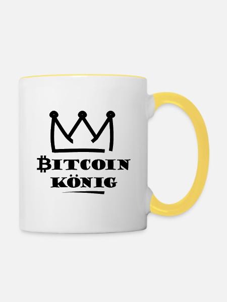 Bitcoin Silhouette Nachtstil - Tasse zweifarbig - Weiß/Gelb