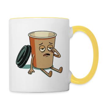 Exhausted Coffee Cup Figure - Contrasting Mug - white/yellow - Right