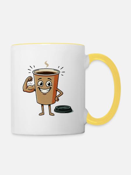 Energetische Kaffeetasse Figur - Tasse zweifarbig - Weiß/Gelb