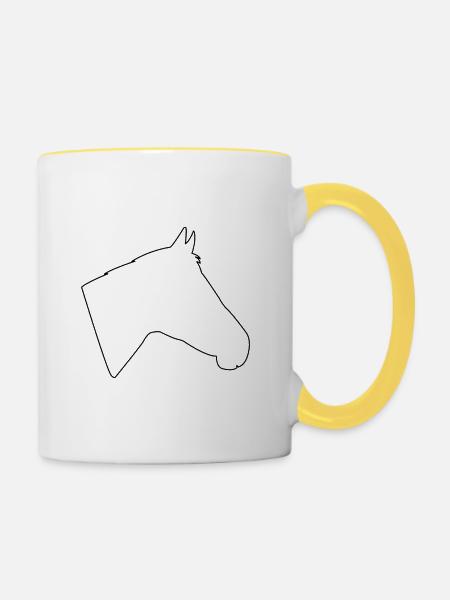 Pferdekopf - Tasse zweifarbig - Weiß/Gelb