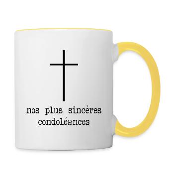 Départ Condoléances - Mug contrasté - blanc/jaune - Droite