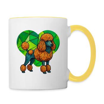 Geometric Poodle Art Mosaic Heart Design - Contrasting Mug - white/yellow - Right