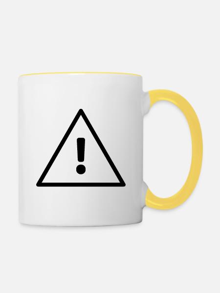 Vorsicht - Tasse zweifarbig - Weiß/Gelb