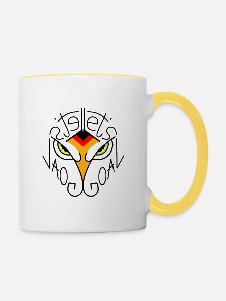 Let's Goal Adler Fanwappen - Tasse zweifarbig - Weiß/Gelb