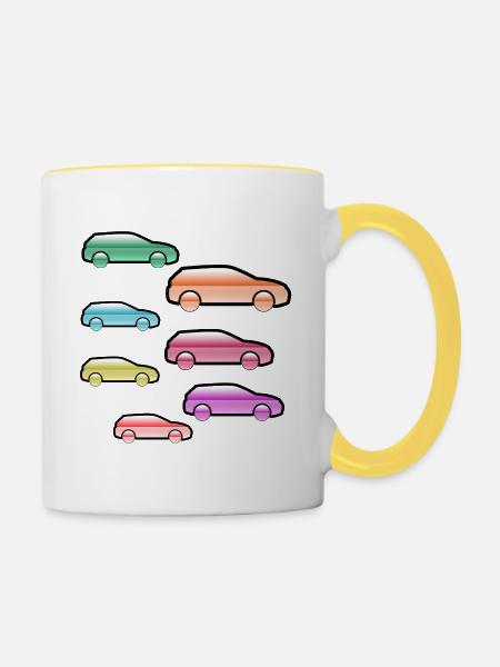 Autos - Tasse zweifarbig - Weiß/Gelb