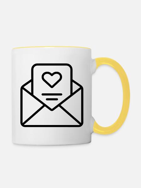 Liebesbrief - Tasse zweifarbig - Weiß/Gelb