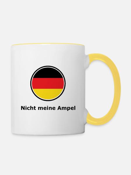 Halbkreisflagge RotGelb Deutschland - Tasse zweifarbig - Weiß/Gelb