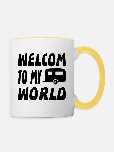 Camping - Tasse zweifarbig - Weiß/Gelb